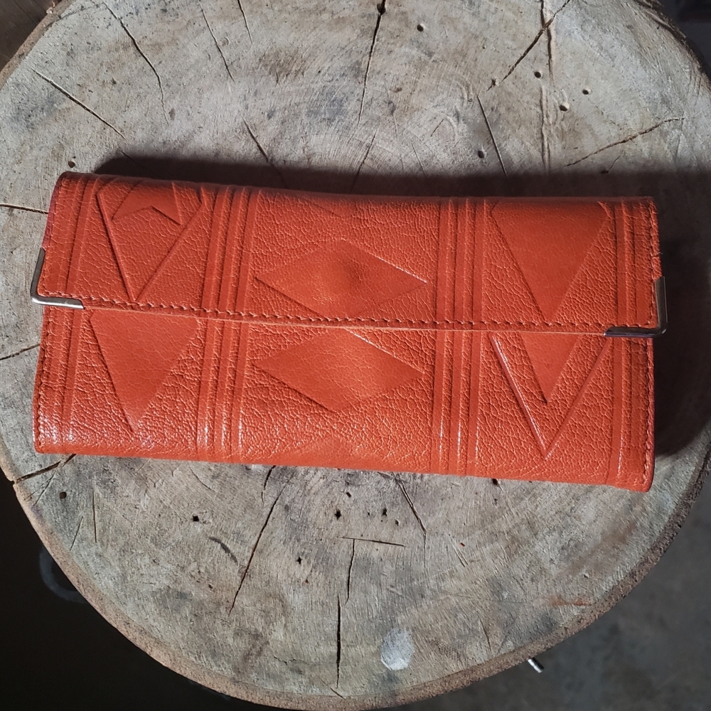 Ecote Embossed Geometric Pattern Leather Wallet